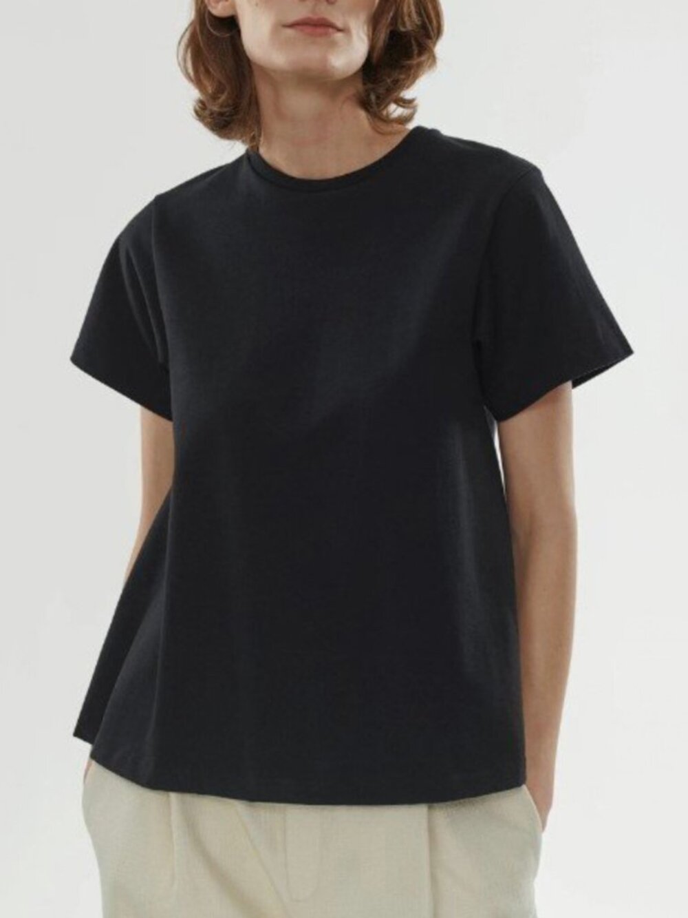 Toteme "Pemba" Flared Baby Tee in Black, size Medium (fits S/M)